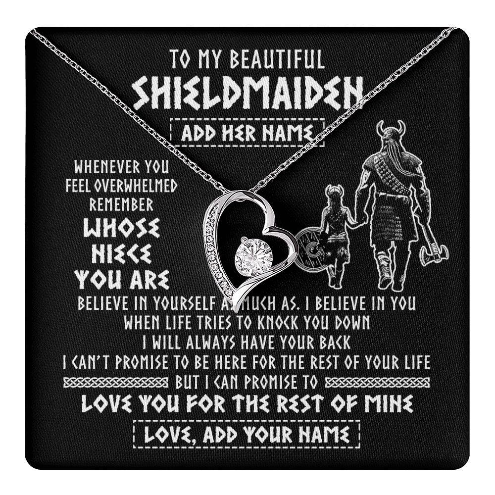 Forever Love Necklace 14K White Gold Finish | 1 | Personalized To My Beautiful Shieldmaiden Viking Necklace Whenever You Feel Overwhelmed Niece Birthday Gifts Christmas Customized Gift Box Message Card | teecentury.myshopify