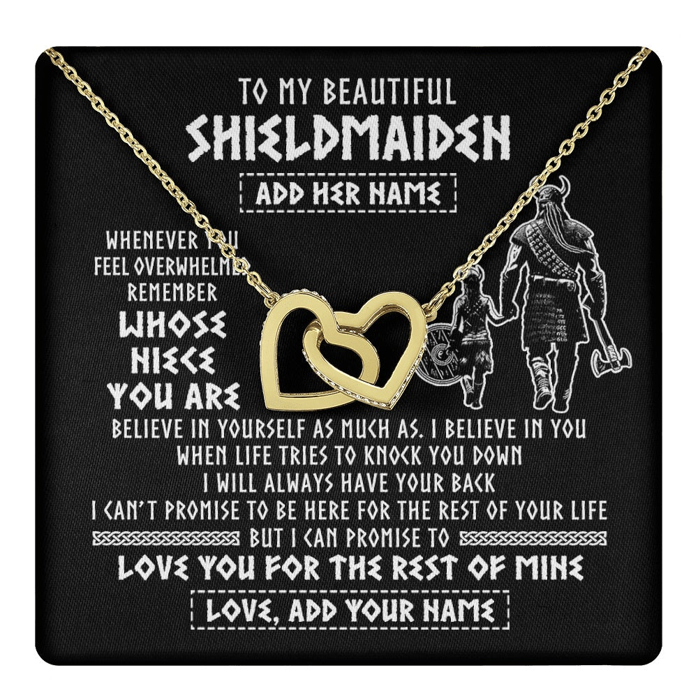 Interlocking Hearts Necklace 18K Yellow Gold Finish | 1 | Personalized To My Beautiful Shieldmaiden Viking Necklace Whenever You Feel Overwhelmed Niece Birthday Gifts Christmas Customized Gift Box Message Card | teecentury.myshopify