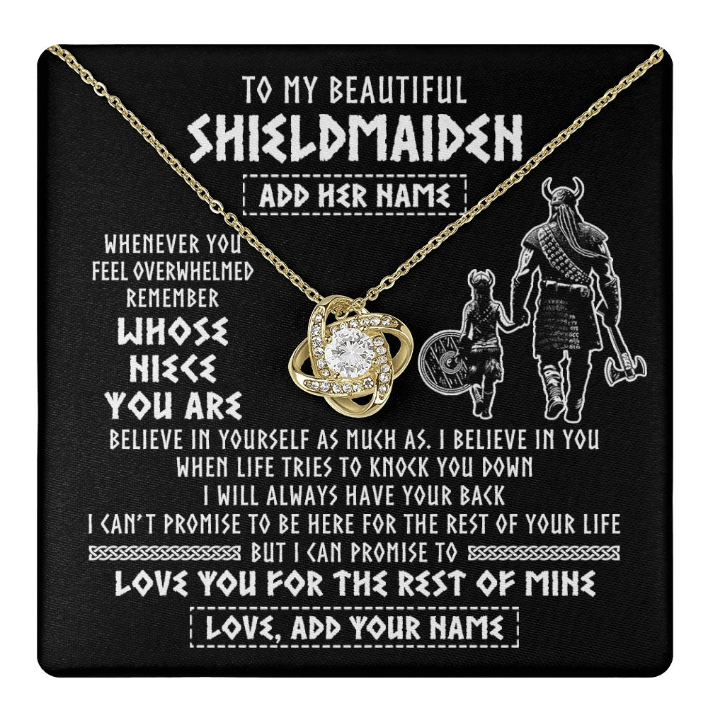 Love Knot Necklace 18K Yellow Gold Finish | 1 | Personalized To My Beautiful Shieldmaiden Viking Necklace Whenever You Feel Overwhelmed Niece Birthday Gifts Christmas Customized Gift Box Message Card | teecentury.myshopify