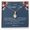 Alluring Beauty Necklace 18K Yellow Gold Finish | Personalized To My Beautiful Sister Necklace From Sister Brother Braver Stronger Smarter Sister Pendant Jewelry Birthday Christmas Customized Message Card | teecentury