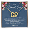 Interlocking Hearts Necklace 18K Yellow Gold Finish | Personalized To My Beautiful Sister Necklace From Sister Brother Braver Stronger Smarter Sister Pendant Jewelry Birthday Christmas Customized Message Card | teecentury