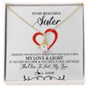 Alluring Beauty Necklace 18K Yellow Gold Finish | Personalized To My Beautiful Sister Necklace From Sister Brother Filled With My Love and Light Sister Pendant Jewelry Birthday Christmas Customized Message Card | teecentury