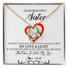 Forever Love Necklace 18K Yellow Gold Finish | Personalized To My Beautiful Sister Necklace From Sister Brother Filled With My Love and Light Sister Pendant Jewelry Birthday Christmas Customized Message Card | teecentury