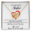 Interlocking Hearts Necklace 18K Yellow Gold Finish | Personalized To My Beautiful Sister Necklace From Sister Brother Filled With My Love and Light Sister Pendant Jewelry Birthday Christmas Customized Message Card | teecentury