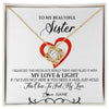 Love Knot Necklace 18K Yellow Gold Finish | Personalized To My Beautiful Sister Necklace From Sister Brother Filled With My Love and Light Sister Pendant Jewelry Birthday Christmas Customized Message Card | teecentury