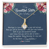 Alluring Beauty Necklace 18K Yellow Gold Finish | Personalized To My Beautiful Sister Necklace On Her Wedding Day Congratulations Jewelry Sister Birthday Anniversary Christmas Customized Gift Box Message Card | teecentury