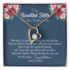 Forever Love Necklace 18K Yellow Gold Finish | Personalized To My Beautiful Sister Necklace On Her Wedding Day Congratulations Jewelry Sister Birthday Anniversary Christmas Customized Gift Box Message Card | teecentury
