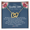 Interlocking Hearts Necklace 18K Yellow Gold Finish | Personalized To My Beautiful Sister Necklace On Her Wedding Day Congratulations Jewelry Sister Birthday Anniversary Christmas Customized Gift Box Message Card | teecentury