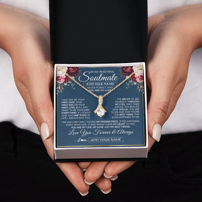 Alluring Beauty Necklace 18K Yellow Gold Finish | 2 | Personalized To My Beautiful Soulmate Gift Necklace You Are My Love Gifts For Wife From Husband Wife Birthday Valentines Day Custom Gift Box Message Card | teecentury.myshopify