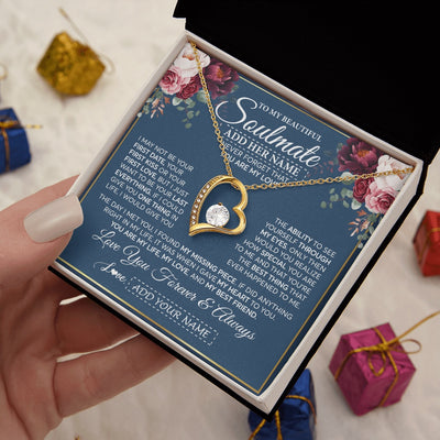 Forever Love Necklace 18K Yellow Gold Finish | 2 | Personalized To My Beautiful Soulmate Gift Necklace You Are My Love Gifts For Wife From Husband Wife Birthday Valentines Day Custom Gift Box Message Card | teecentury.myshopify