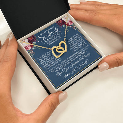 Interlocking Hearts Necklace 18K Yellow Gold Finish | 2 | Personalized To My Beautiful Soulmate Gift Necklace You Are My Love Gifts For Wife From Husband Wife Birthday Valentines Day Custom Gift Box Message Card | teecentury.myshopify