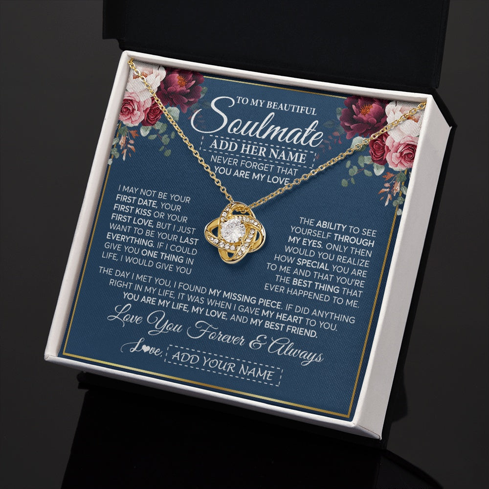 Love Knot Necklace 18K Yellow Gold Finish | 2 | Personalized To My Beautiful Soulmate Gift Necklace You Are My Love Gifts For Wife From Husband Wife Birthday Valentines Day Custom Gift Box Message Card | teecentury.myshopify