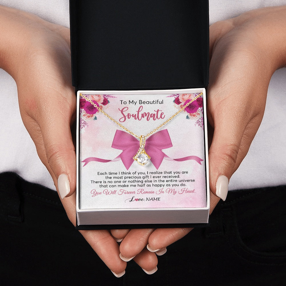 Alluring Beauty Necklace 18K Yellow Gold Finish | 2 | Personalized To My Beautiful Soulmate Necklace From Husband Forever In My Heart Wife Birthday Anniversary Wedding Valentines Customized Gift Box Message Card | teecentury.myshopify