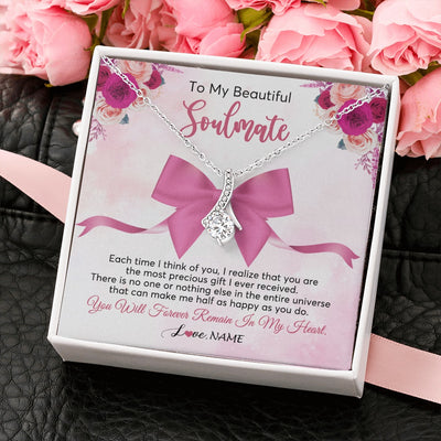 Alluring Beauty Necklace 14K White Gold Finish | 2 | Personalized To My Beautiful Soulmate Necklace From Husband Forever In My Heart Wife Birthday Anniversary Wedding Valentines Customized Gift Box Message Card | teecentury.myshopify