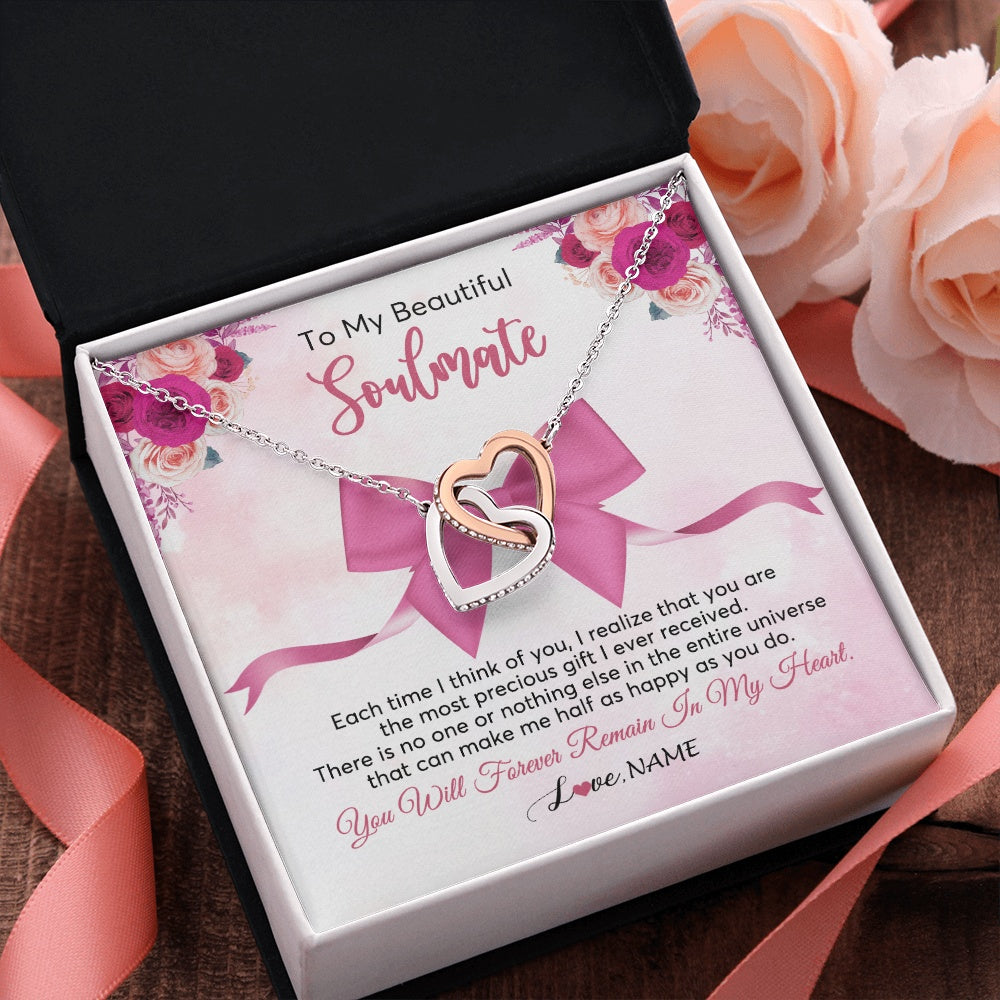 Interlocking Hearts Necklace Stainless Steel & Rose Gold Finish | 2 | Personalized To My Beautiful Soulmate Necklace From Husband Forever In My Heart Wife Birthday Anniversary Wedding Valentines Customized Gift Box Message Card | teecentury.myshopify