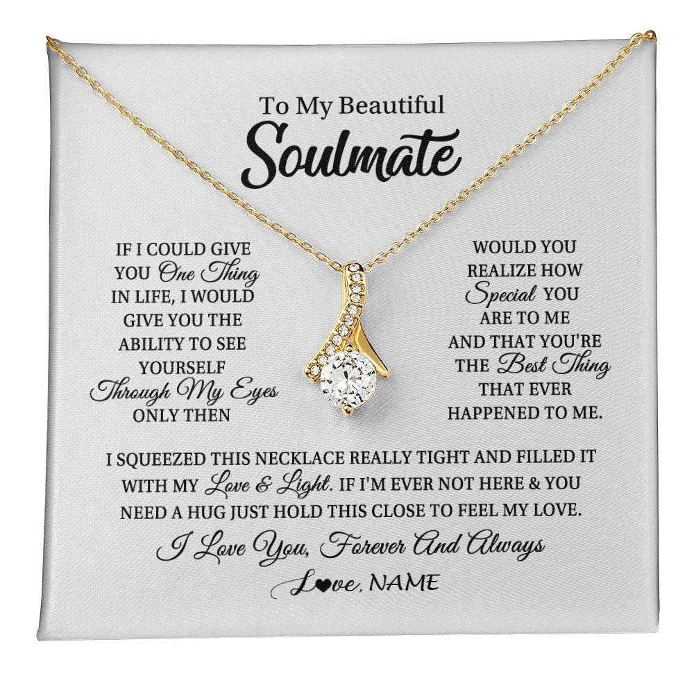 Alluring Beauty Necklace 18K Yellow Gold Finish | 1 | Personalized To My Beautiful Soulmate Necklace From Husband If I Could Give You Future Wife Birthday Anniversary Christmas Customized Gift Box Message Card | teecentury