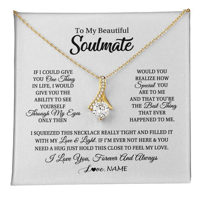 Alluring Beauty Necklace 18K Yellow Gold Finish | 1 | Personalized To My Beautiful Soulmate Necklace From Husband If I Could Give You Future Wife Birthday Anniversary Christmas Customized Gift Box Message Card | teecentury