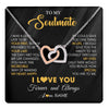 Interlocking Hearts Necklace Stainless Steel & Rose Gold Finish | 1 | Personalized To My Beautiful Soulmate Necklace From Husband Jewelry Forever Love Girlfriend Wife Birthday Gifts Anniversary Valentines Day Message Card | teecentury
