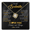 Love Knot Necklace 18K Yellow Gold Finish | 1 | Personalized To My Beautiful Soulmate Necklace From Husband Jewelry Forever Love Girlfriend Wife Birthday Gifts Anniversary Valentines Day Message Card | teecentury