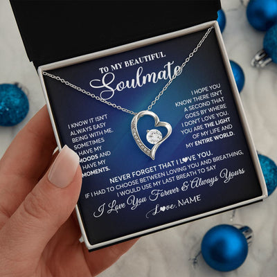 Forever Love Necklace | Personalized To My Beautiful Soulmate Necklace From Husband You Are The Light Of My Life Wife Birthday Anniversary Christmas Customized Gift Box Message Card | teecentury