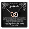 Interlocking Hearts Necklace Stainless Steel & Rose Gold Finish | 1 | Personalized To My Beautiful Soulmate Necklace Gifts From Husband I'd Rather Soulmate Birthday Anniversary Valentines Day Customized Gift Box Message Card | teecentury