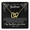 Interlocking Hearts Necklace 18K Yellow Gold Finish | 1 | Personalized To My Beautiful Soulmate Necklace Gifts From Husband I'd Rather Soulmate Birthday Anniversary Valentines Day Customized Gift Box Message Card | teecentury