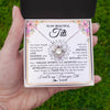 Love Knot Necklace 14K White Gold Finish | Personalized To My Beautiful Titi From Niece Nephew Necklace Say I Love You Titi Birthday Mothers Day Christmas Jewelry Customized Gift Box Message Card | teecentury