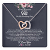 Interlocking Hearts Necklace Stainless Steel & Rose Gold Finish | 1 | Personalized To My Beautiful Titi On My Wedding Day Necklace From Niece Little Girl Titi Of Bride Wedding Day Jewelry Customized Gift Box Message Card | teecentury