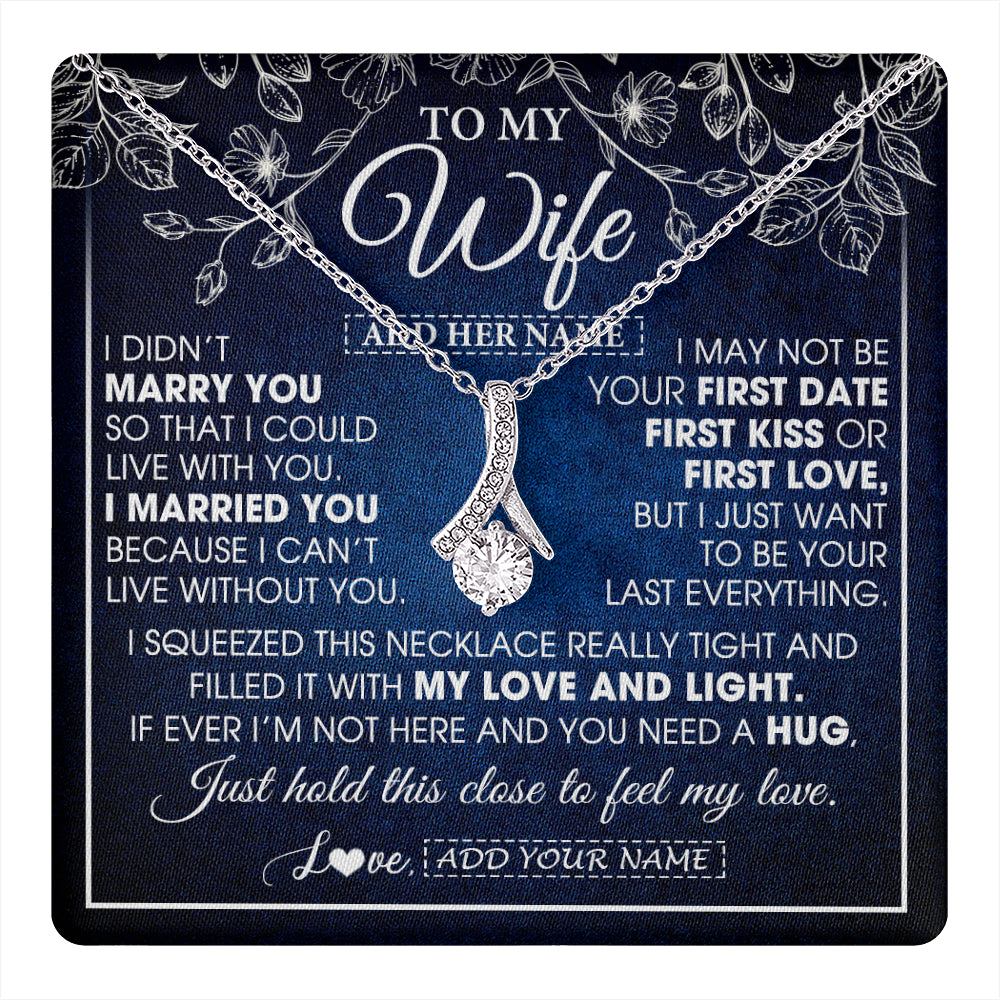 Alluring Beauty Necklace 14K White Gold Finish | 1 | Personalized To My Beautiful Wife Gifts From Husband Necklace Jewelry For Her Wife Wedding Anniversary Birthday Christmas Customized Gift Box Message Card | teecentury