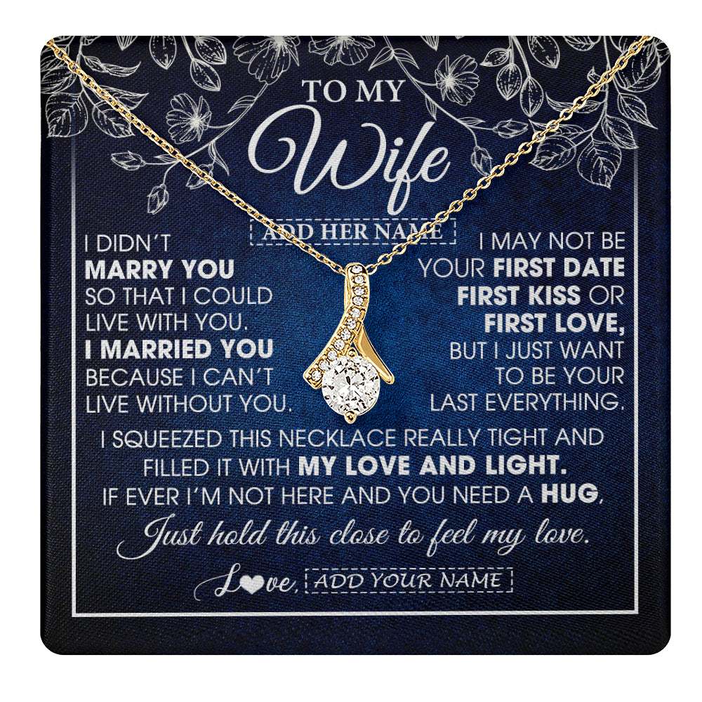 Alluring Beauty Necklace 18K Yellow Gold Finish | 1 | Personalized To My Beautiful Wife Gifts From Husband Necklace Jewelry For Her Wife Wedding Anniversary Birthday Christmas Customized Gift Box Message Card | teecentury