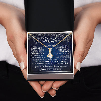 Alluring Beauty Necklace 18K Yellow Gold Finish | 2 | Personalized To My Beautiful Wife Gifts From Husband Necklace Jewelry For Her Wife Wedding Anniversary Birthday Christmas Customized Gift Box Message Card | teecentury