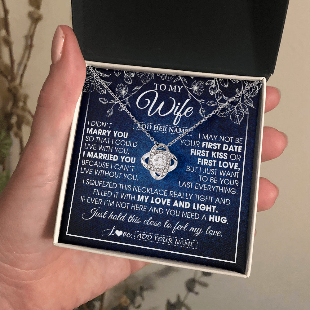 Love Knot Necklace 14K White Gold Finish | 2 | Personalized To My Beautiful Wife Gifts From Husband Necklace Jewelry For Her Wife Wedding Anniversary Birthday Christmas Customized Gift Box Message Card | teecentury