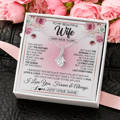 Alluring Beauty Necklace 14K White Gold Finish | 2 | Personalized To My Beautiful Wife Gifts From Husband Necklace Mother Of My Children Soulmate For Her Wife Mothers Day Birthday Christmas Gift Box Message Card | teecentury