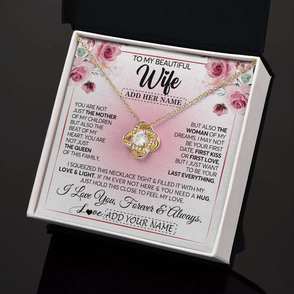 Love Knot Necklace 18K Yellow Gold Finish | 2 | Personalized To My Beautiful Wife Gifts From Husband Necklace Mother Of My Children Soulmate For Her Wife Mothers Day Birthday Christmas Gift Box Message Card | teecentury