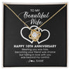 Love Knot Necklace 18K Yellow Gold Finish | Personalized To My Beautiful Wife Necklace From Husband 10 Years Wedding Anniversary For Her Married 10th Anniversary For Her Customized Gift Box Message | teecentury