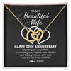 Interlocking Hearts Necklace 18K Yellow Gold Finish | Personalized To My Beautiful Wife Necklace From Husband 20 Years Wedding Anniversary For Her Married 20th Anniversary For Her Customized Gift Box Message | teecentury