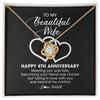 Love Knot Necklace 18K Yellow Gold Finish | Personalized To My Beautiful Wife Necklace From Husband 4 Years Wedding Anniversary For Her Married 4th Anniversary For Her Customized Gift Box Message | teecentury