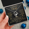 Forever Love Necklace 14K White Gold Finish | Personalized To My Beautiful Wife Necklace From Husband Feel My Love Soulmate Wedding Anniversary Valentines Day Birthday Customized Gift Box Message Card | teecentury