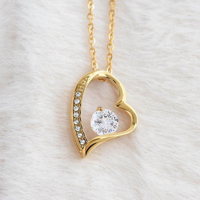Forever Love Necklace 18K Yellow Gold Finish | Personalized To My Beautiful Wife Necklace From Husband Feel My Love Soulmate Wedding Anniversary Valentines Day Birthday Customized Gift Box Message Card | teecentury