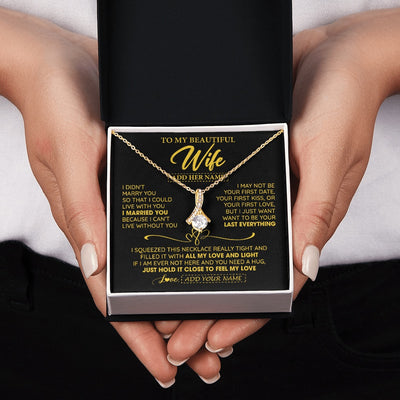 Alluring Beauty Necklace 18K Yellow Gold Finish | 2 | Personalized To My Beautiful Wife Necklace From Husband I Can't Live Without You Romantic Valentines Gifts For Wife Birthday Christmas Gift Box Message Card | teecentury.myshopify