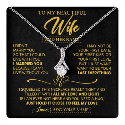 Alluring Beauty Necklace 14K White Gold Finish | 1 | Personalized To My Beautiful Wife Necklace From Husband I Can't Live Without You Romantic Valentines Gifts For Wife Birthday Christmas Gift Box Message Card | teecentury.myshopify