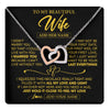 Interlocking Hearts Necklace Stainless Steel & Rose Gold Finish | 1 | Personalized To My Beautiful Wife Necklace From Husband I Can't Live Without You Romantic Valentines Gifts For Wife Birthday Christmas Gift Box Message Card | teecentury.myshopify