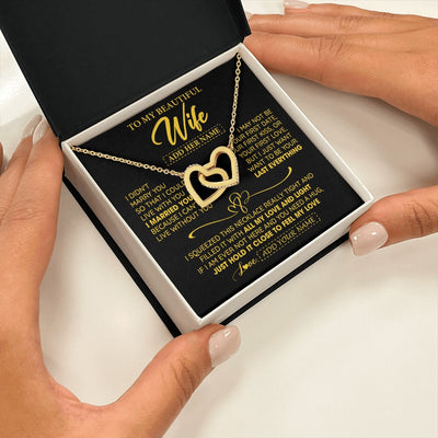 Interlocking Hearts Necklace 18K Yellow Gold Finish | 2 | Personalized To My Beautiful Wife Necklace From Husband I Can't Live Without You Romantic Valentines Gifts For Wife Birthday Christmas Gift Box Message Card | teecentury.myshopify