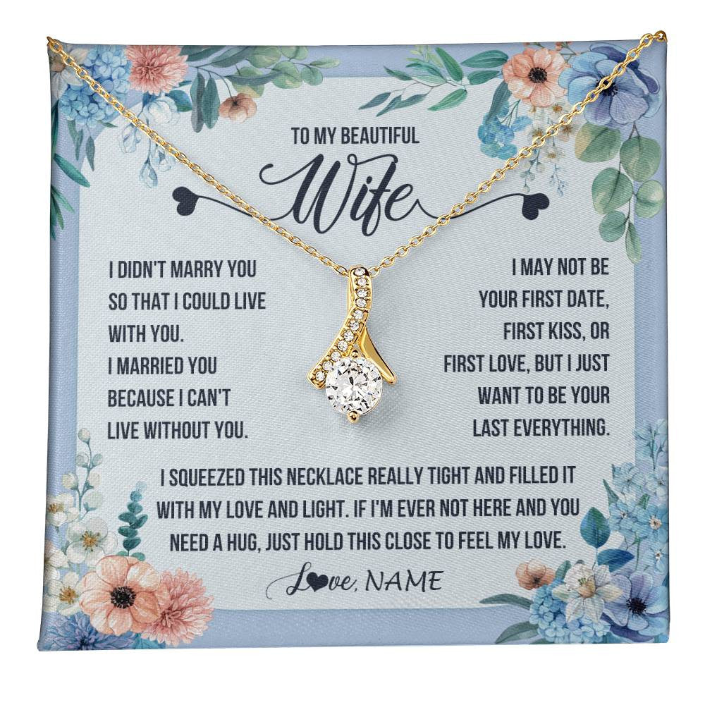 Alluring Beauty Necklace 18K Yellow Gold Finish | 1 | Personalized To My Beautiful Wife Necklace From Husband I Didn't Marry You Hot Wife Birthday Anniversary Wedding Day Christmas Customized Gift Box Message Card | teecentury