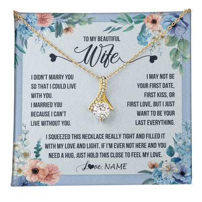 Alluring Beauty Necklace 18K Yellow Gold Finish | 1 | Personalized To My Beautiful Wife Necklace From Husband I Didn't Marry You Hot Wife Birthday Anniversary Wedding Day Christmas Customized Gift Box Message Card | teecentury