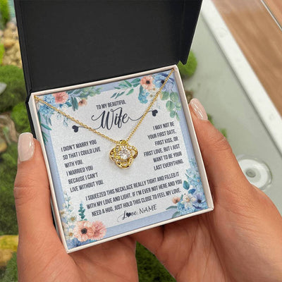 Love Knot Necklace 18K Yellow Gold Finish | 2 | Personalized To My Beautiful Wife Necklace From Husband I Didn't Marry You Hot Wife Birthday Anniversary Wedding Day Christmas Customized Gift Box Message Card | teecentury