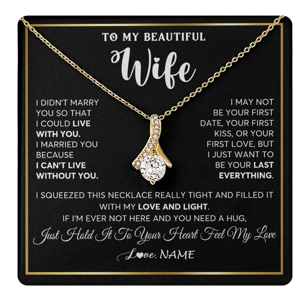 Alluring Beauty Necklace 18K Yellow Gold Finish | 1 | Personalized To My Beautiful Wife Necklace From Husband I Love You Wife Birthday Gifts Anniversary Valentines Day Christmas Customized Gift Box Message Card | teecentury.myshopify
