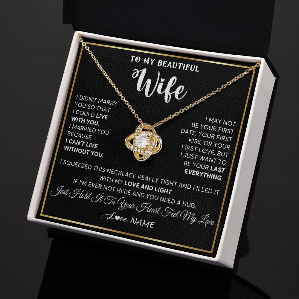 Love Knot Necklace 18K Yellow Gold Finish | 2 | Personalized To My Beautiful Wife Necklace From Husband I Love You Wife Birthday Gifts Anniversary Valentines Day Christmas Customized Gift Box Message Card | teecentury.myshopify