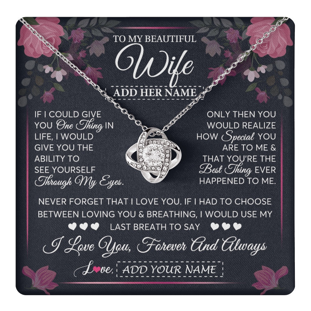 Love Knot Necklace 14K White Gold Finish | 1 | Personalized To My Beautiful Wife Necklace From Husband I Love You Wife Gifts Romantic Valentines Birthday For Her Christmas Custom Gift Box Message Card | teecentury.myshopify