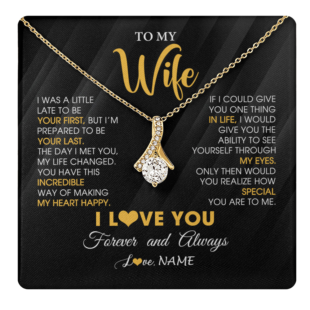 Alluring Beauty Necklace 18K Yellow Gold Finish | 1 | Personalized To My Beautiful Wife Necklace From Husband Jewelry Forever Love Wife Birthday Gifts Anniversary Wedding Valentines Day Gift Box Message Card | teecentury